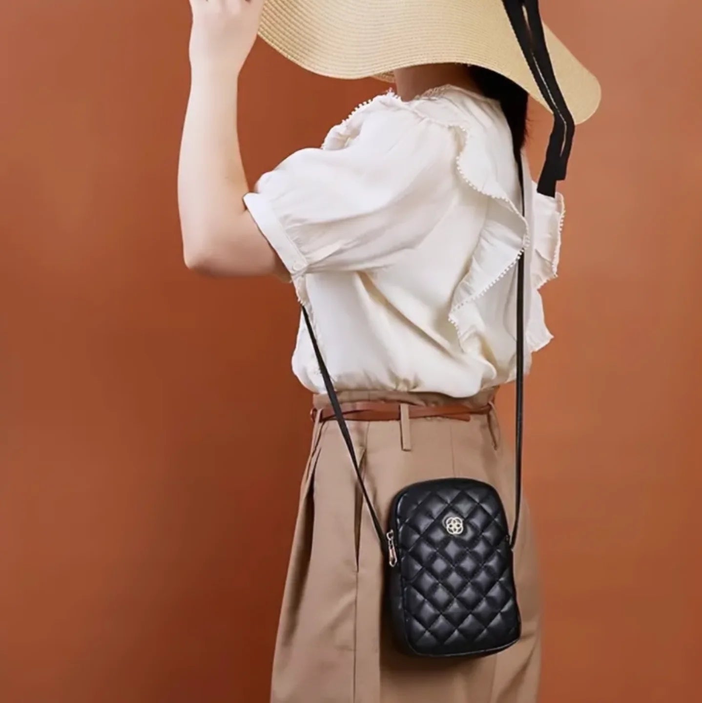Faux Leather Crossbody Phone Bag, White