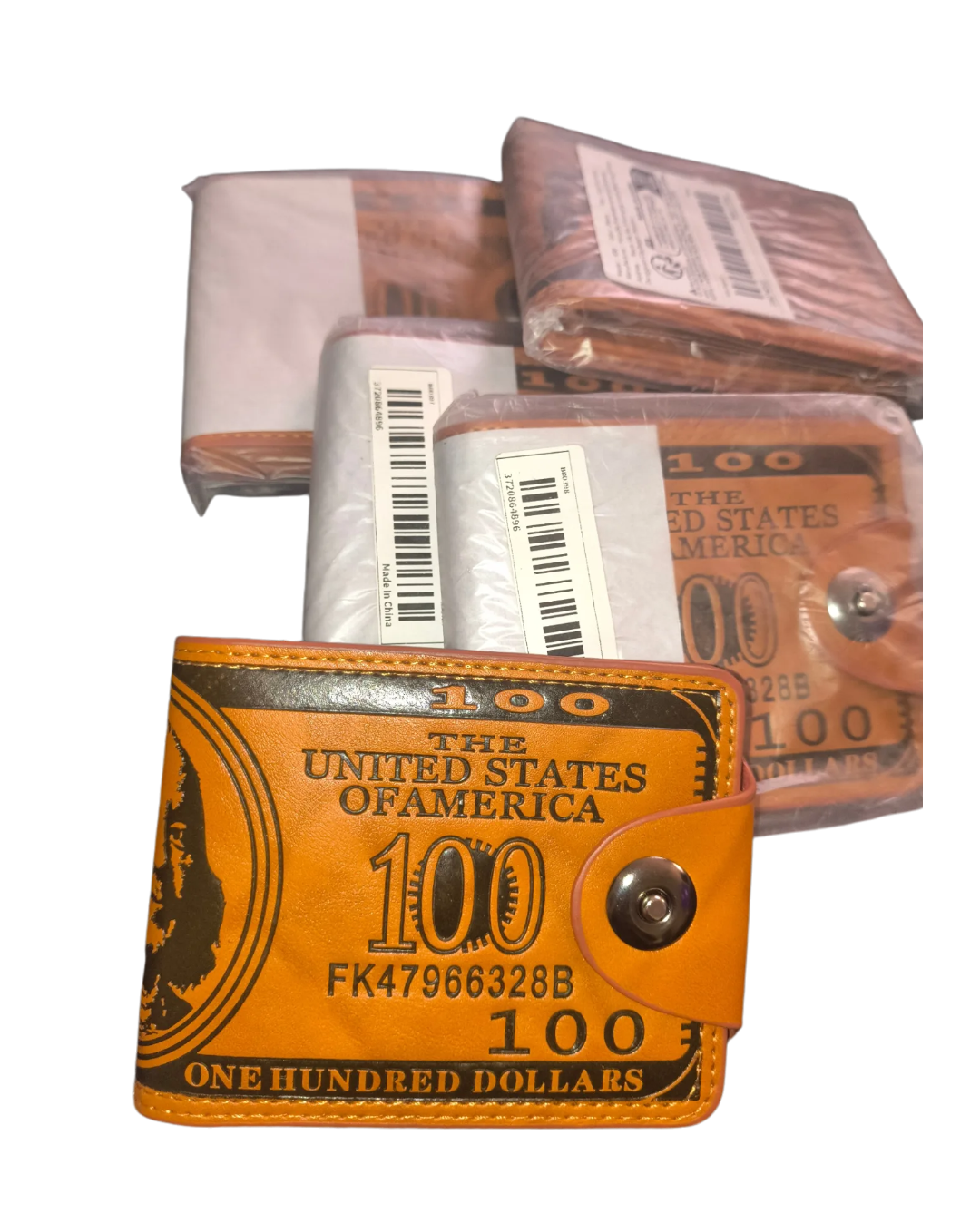 Stylish Leather Wallet With 100 Money Logo, Brown