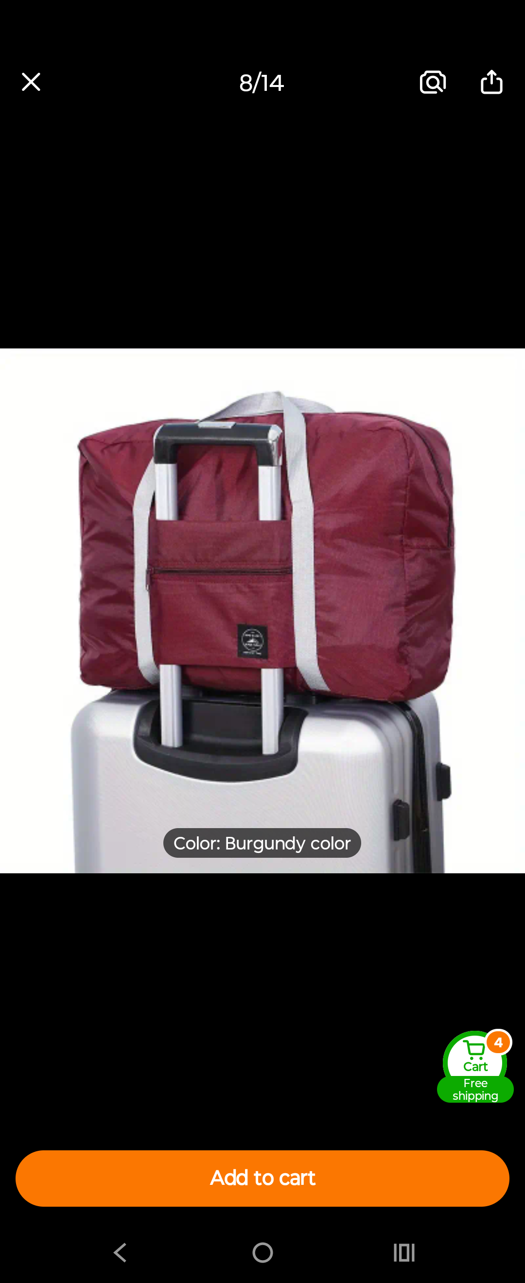 Large Folded Duffle Bag, Burgundy