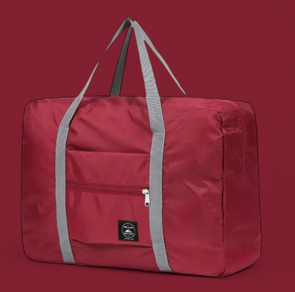 Large Folded Duffle Bag, Burgundy