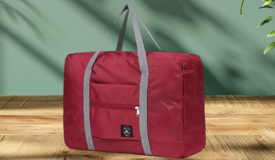 Large Folded Duffle Bag, Burgundy