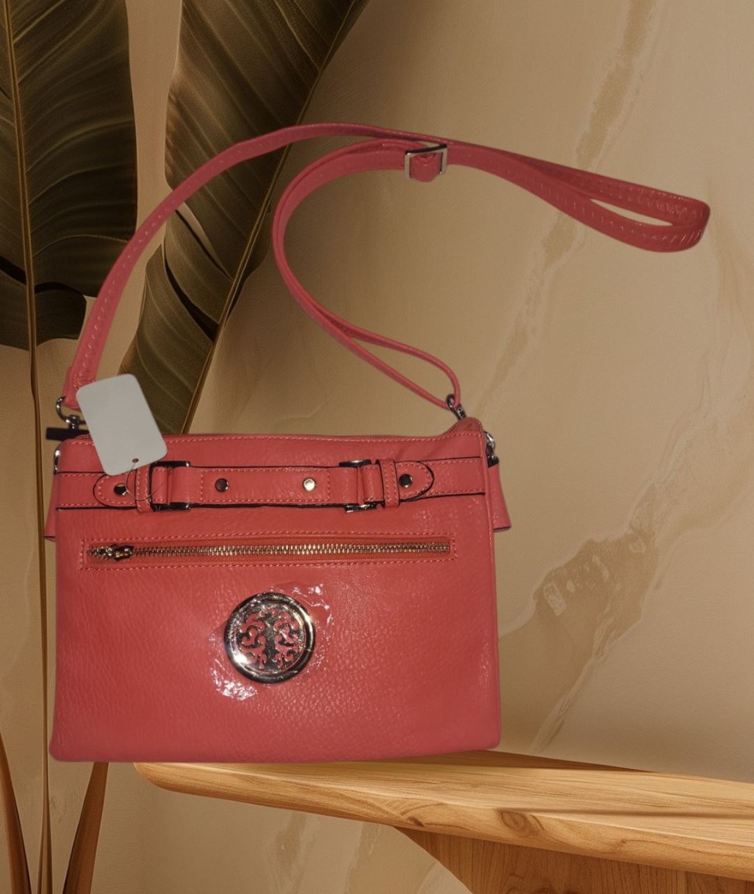 Stylish Leather Cross Body Purse, Orange