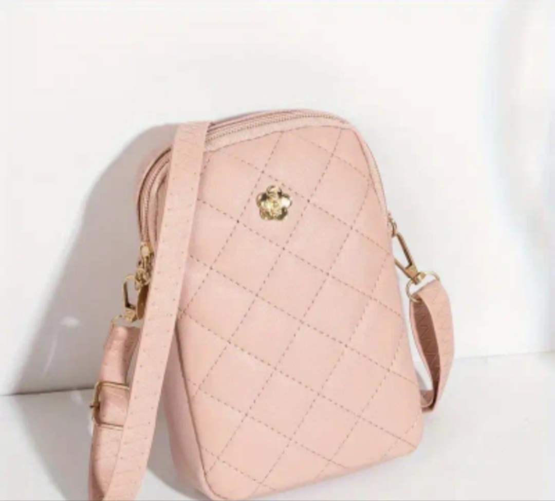 Faux Leather Phone Bag, Pink
