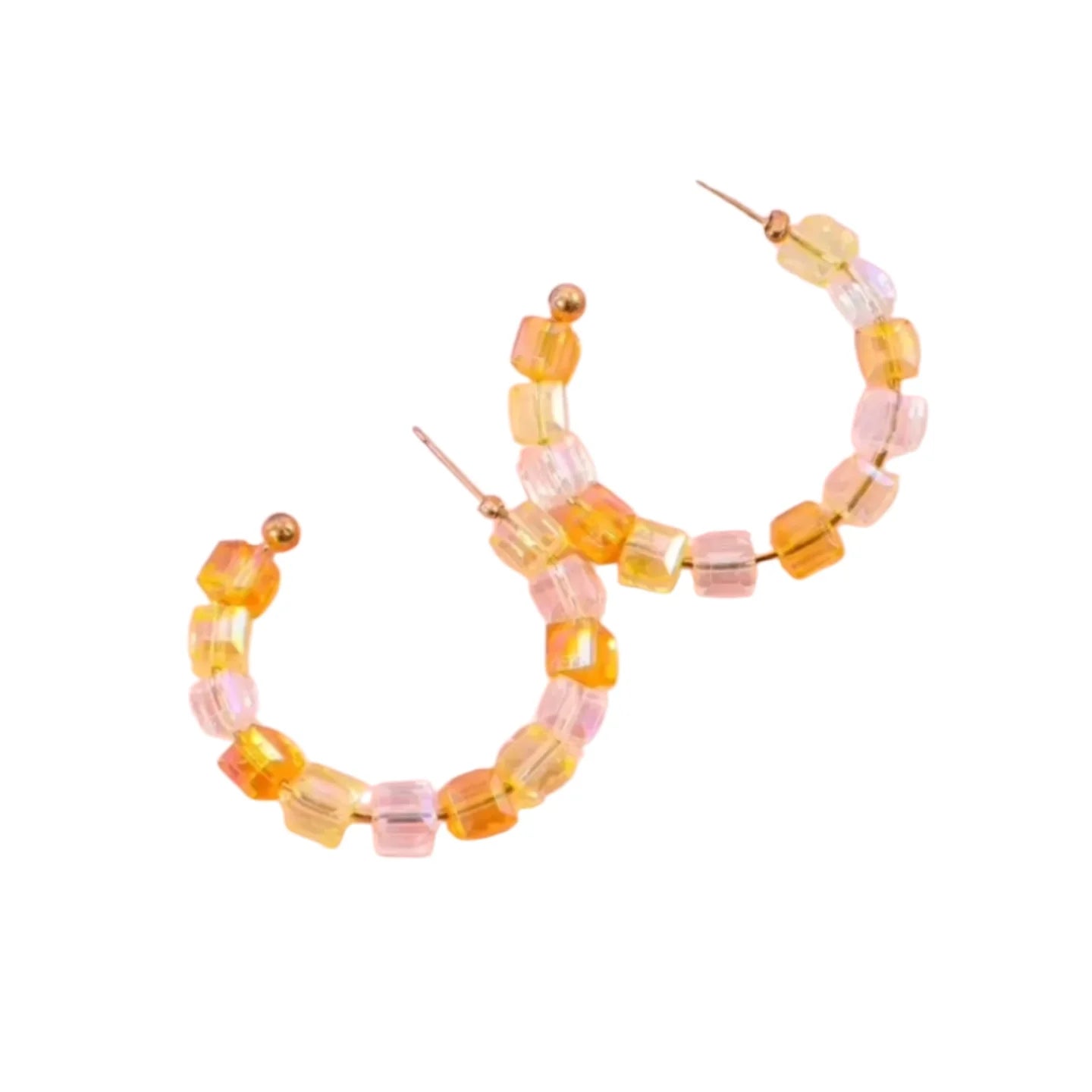 Yellow Beaded Crystal Earrings