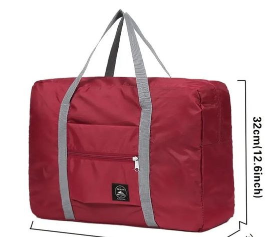 Large Folded Duffle Bag, Burgundy