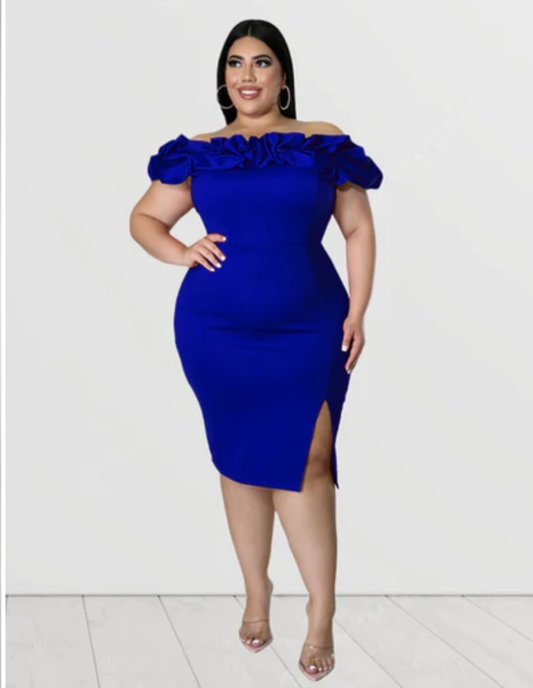 Ladies Plus Size Party Dress, Blue