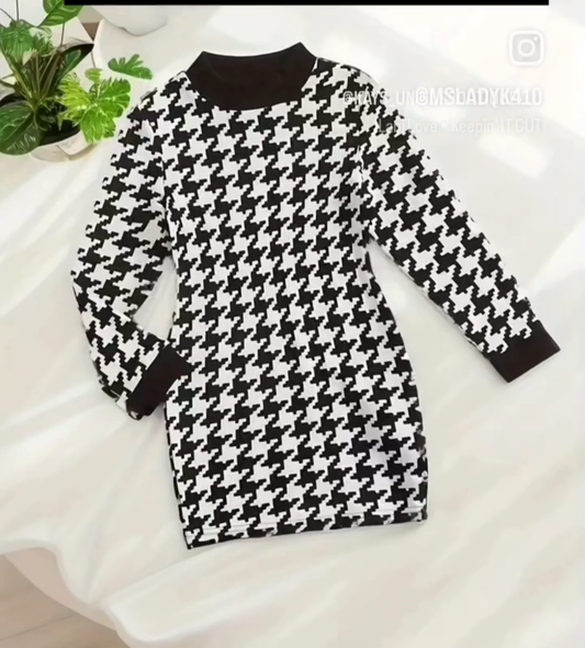 Little Girls Checked Long Sleeve Dress