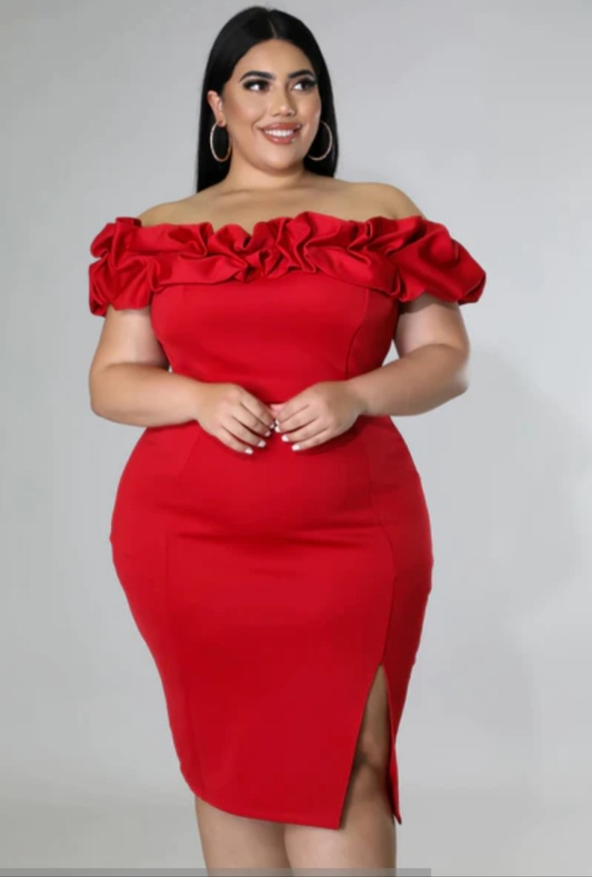 Ladies Plus Size Party Dress, Red